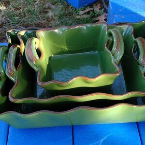 Ceramiche Il Nodo Italy Green Nesting Bakeware Set – Handcrafted Italian Ceramic